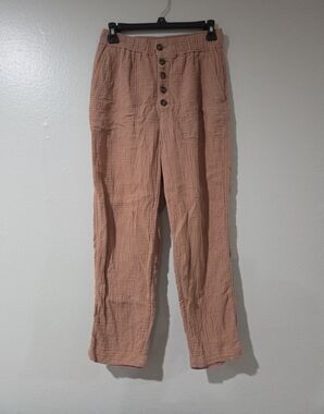 Madewell Women's Dusty Rose Button-Front Linen Pant